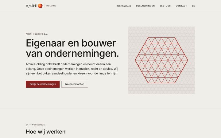 Homepage van aminiholding.nl