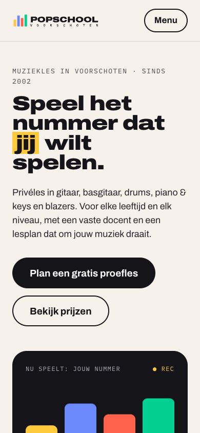 Mobiele weergave van popschoolvoorschoten.nl