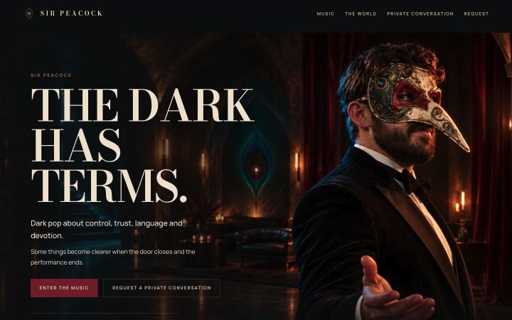 Homepage van sirpeacock.com